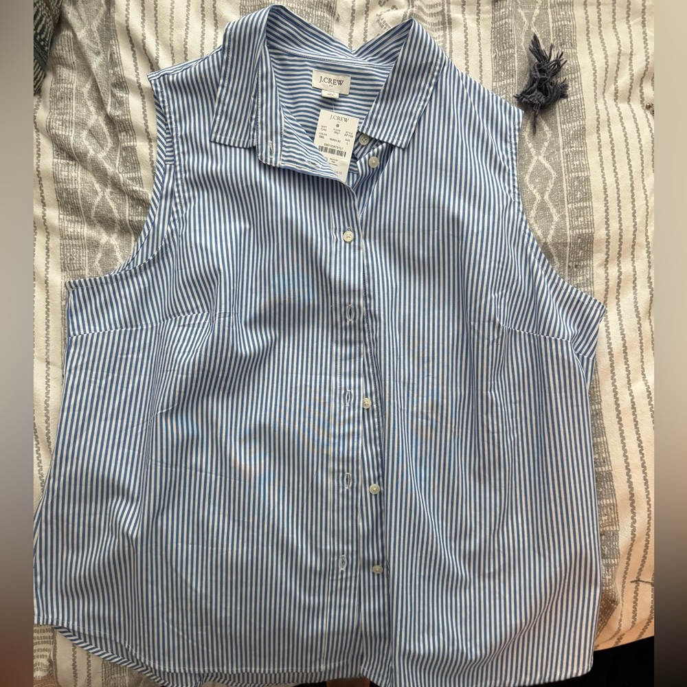 J. Crew Blue and White Striped Top